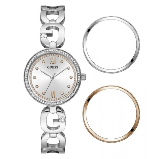 Montre Guess Empower avec 2 boîtiers en acier inoxydable gris pour femme