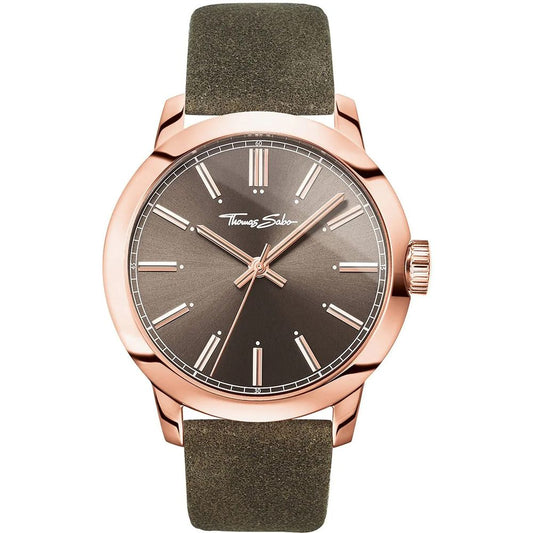 Thomas Sabo Rebel Urban Pink Case on Brown Dial & Green Leather Men's Watch