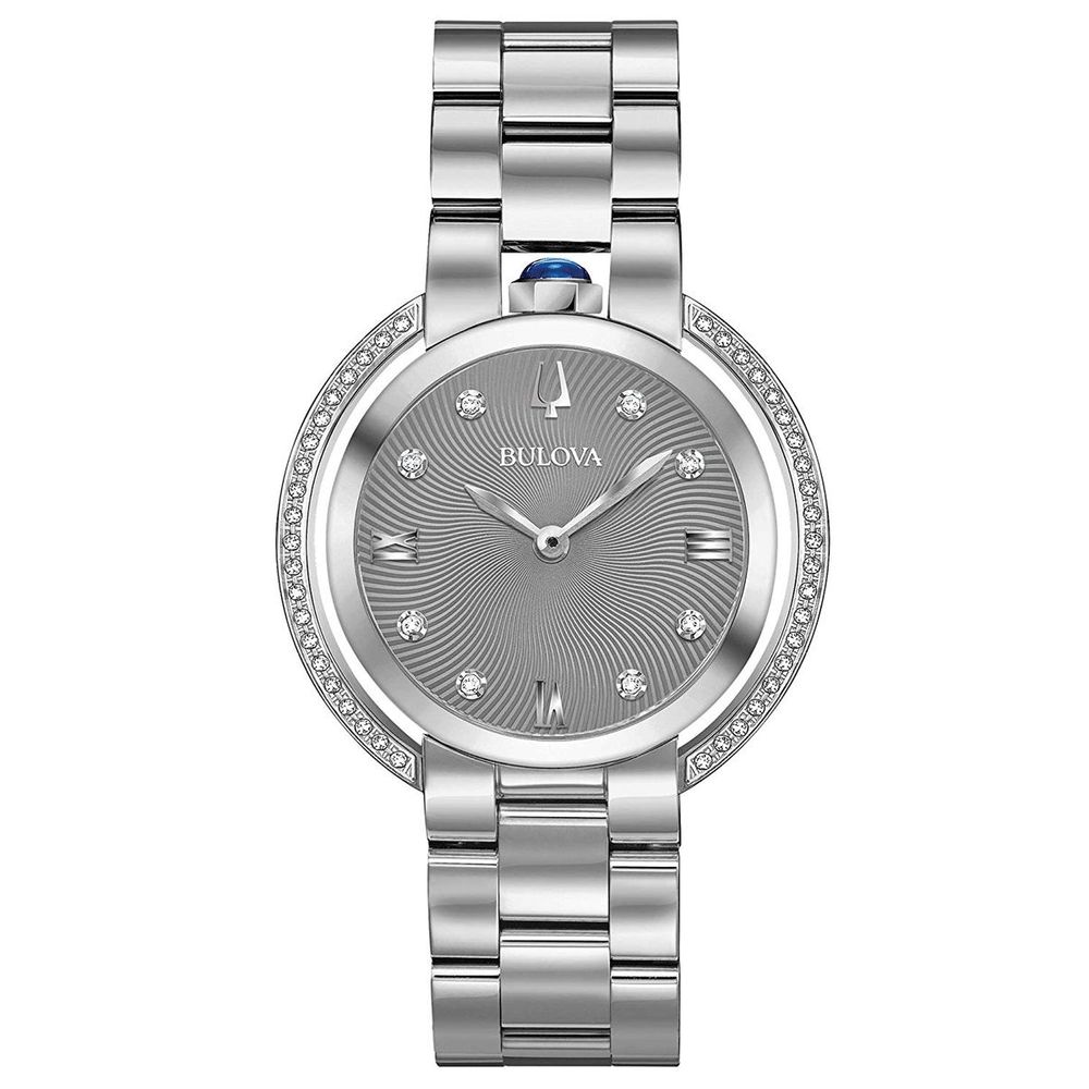 Montre Bulova grise RUBAIYAT en acier inoxydable 35 mm pour femme