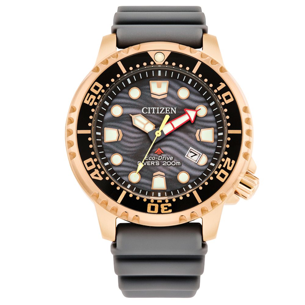 Citizen PROMASTER DIVER Black Rubber Gold Case Sport 44mm Men Watch
