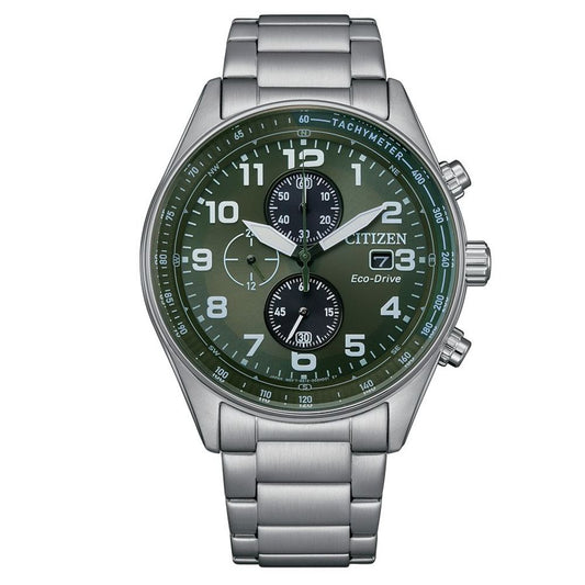 Citizen Urban Gray Stainless Steel Green Dial Sport 43mm Men Watch