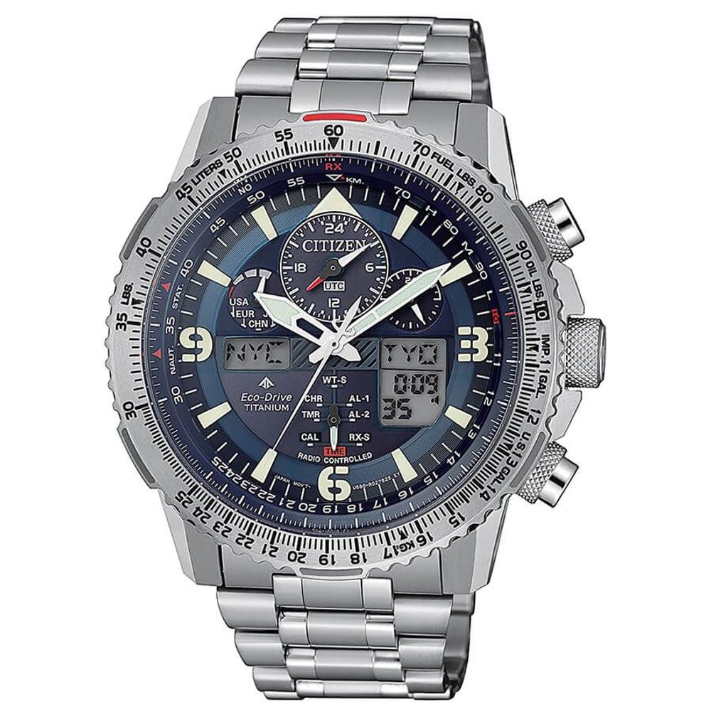 Montre homme Citizen SKYHAWK SUPER TITANIUM, cadran bleu, titane, sport, 45,40 mm