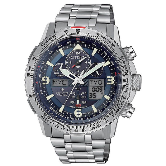 Montre homme Citizen SKYHAWK SUPER TITANIUM, cadran bleu, titane, sport, 45,40 mm