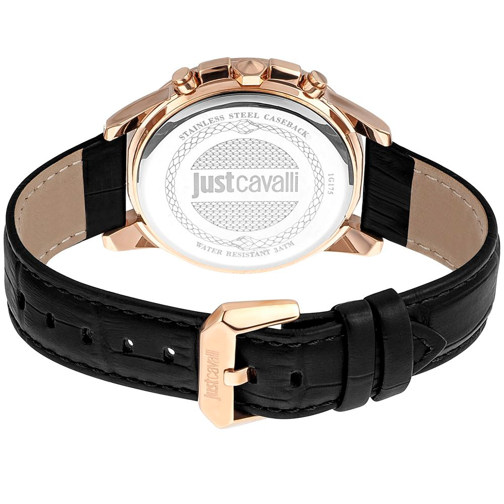 Montre bracelet en cuir noir Just Cavalli