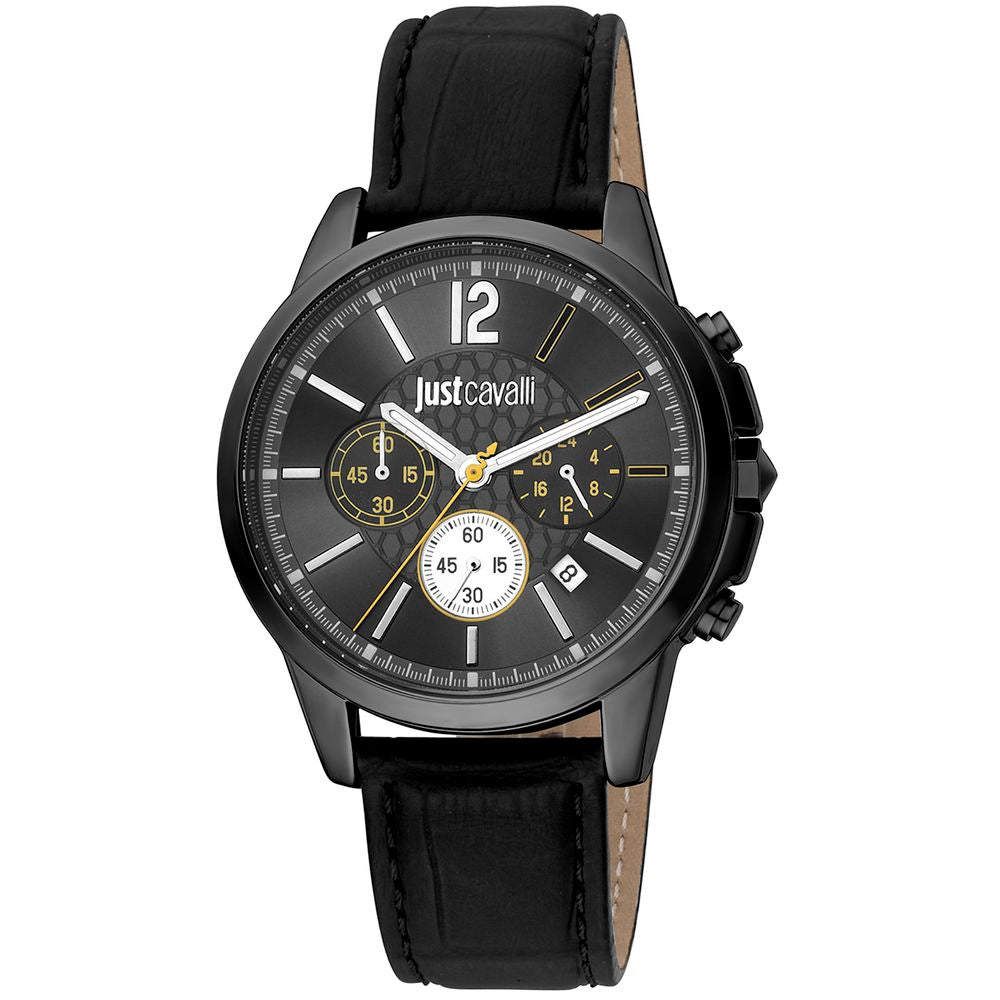 Reloj de vestir de cuero negro Just Cavalli