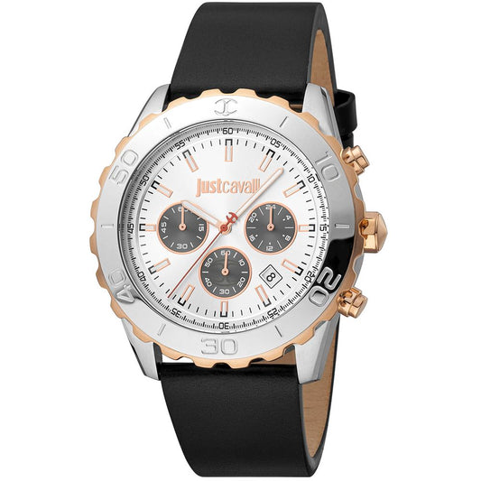 Montre de sport en cuir noir Just Cavalli