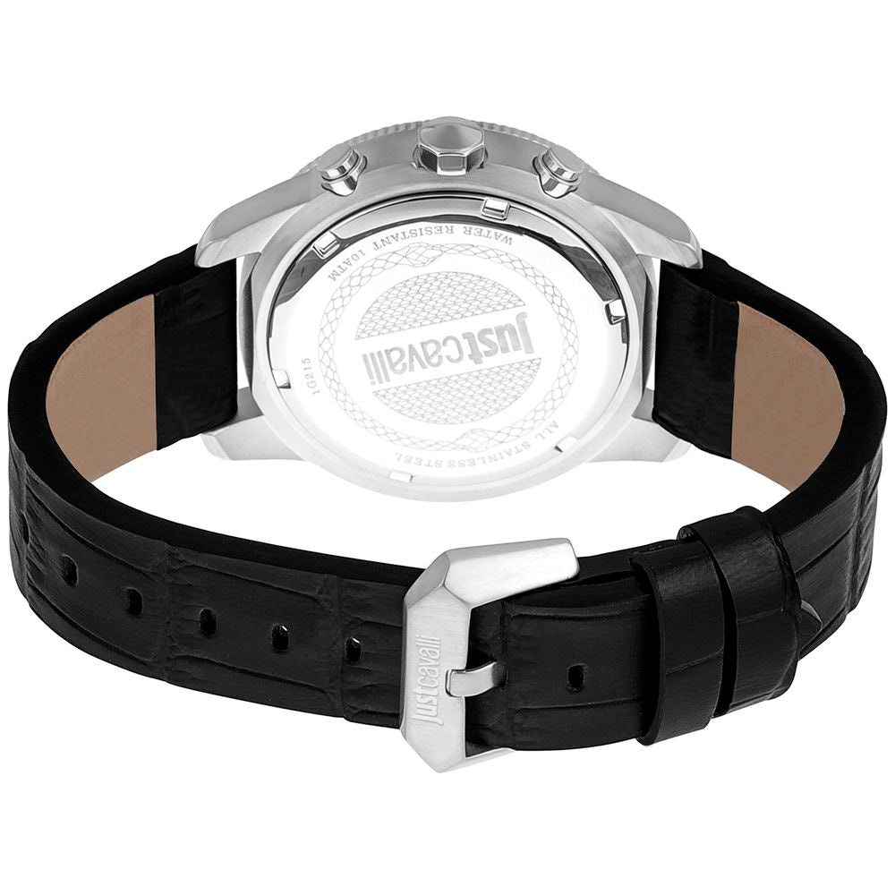 Montre de sport en cuir noir Just Cavalli