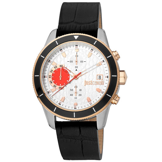 Montre bracelet en cuir noir Just Cavalli