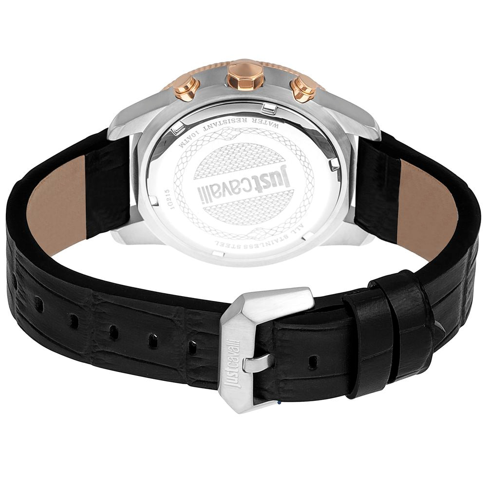 Montre bracelet en cuir noir Just Cavalli