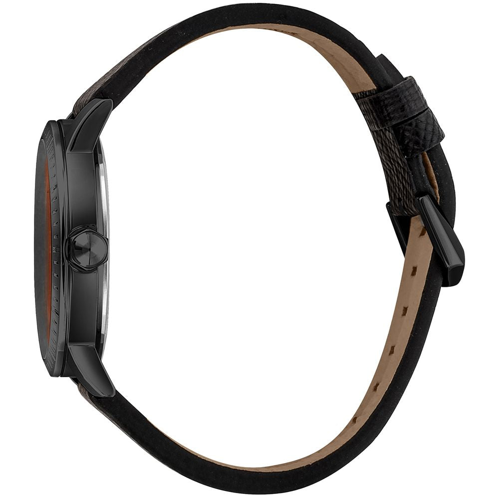 Montre habillée en cuir noir Just Cavalli