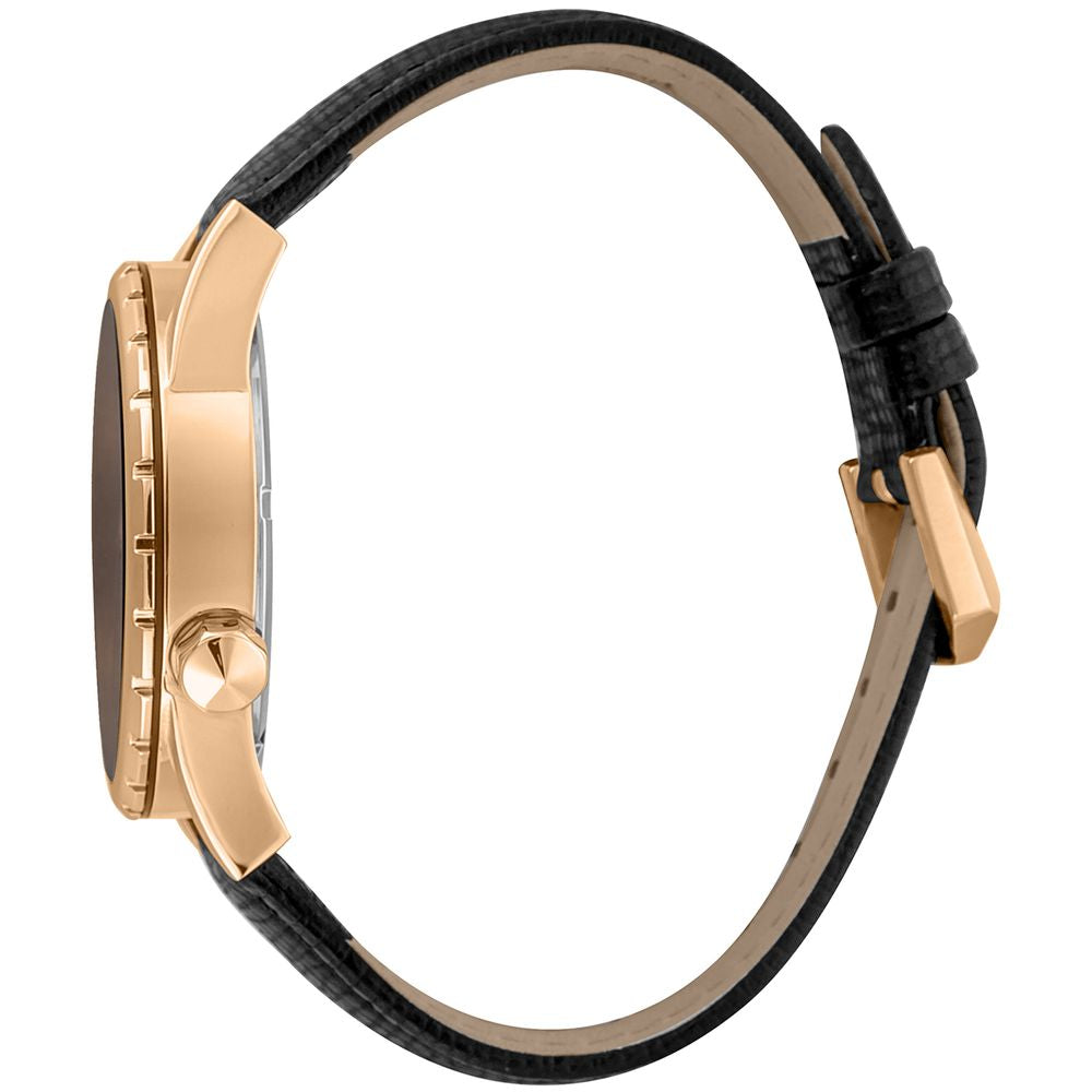 Montre habillée en cuir noir Just Cavalli